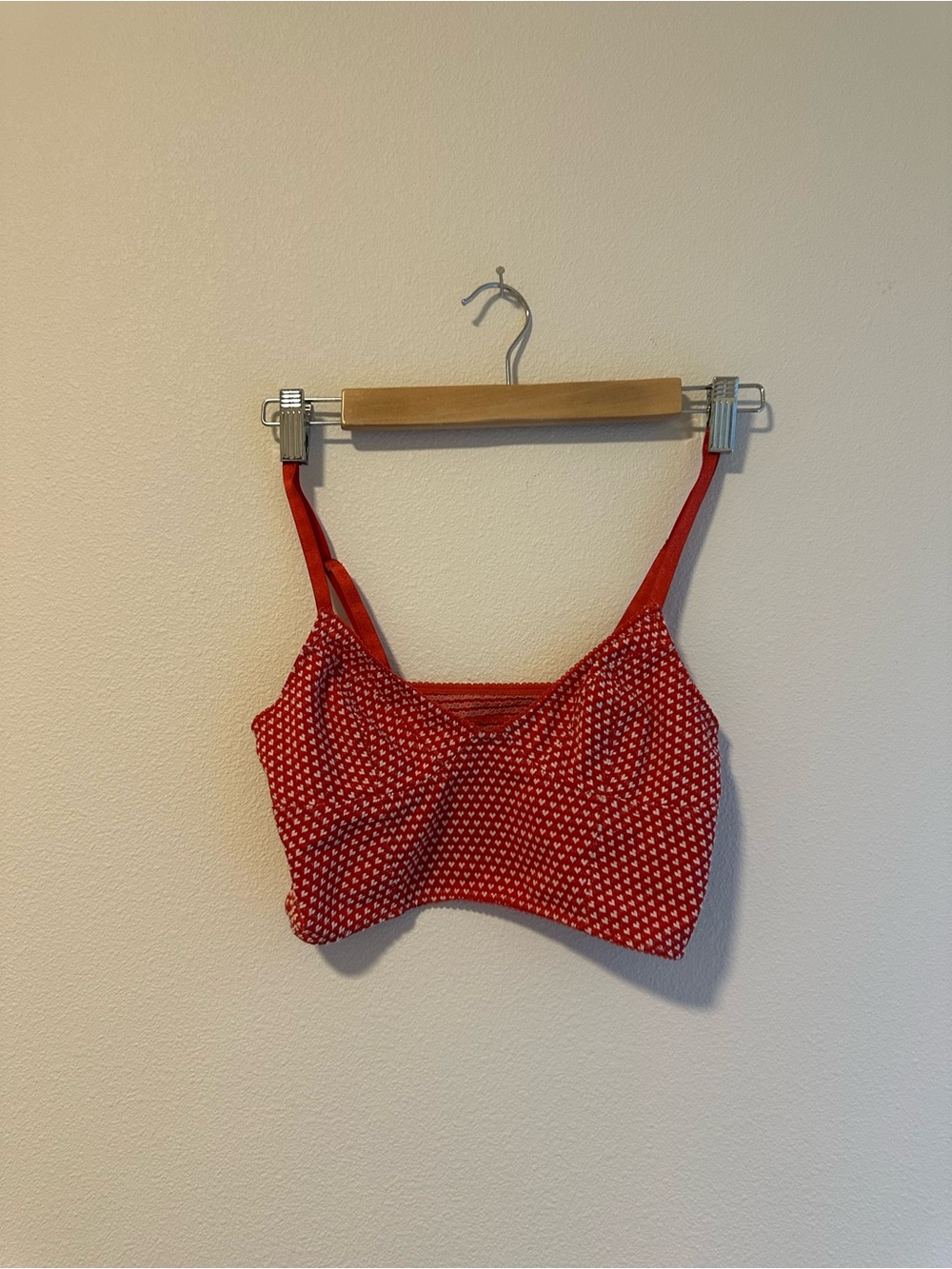 Free People Red Heart-Print Bralette Women’s Small